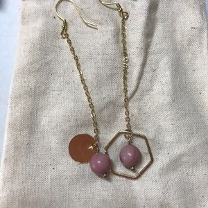 Pink and gold earrings